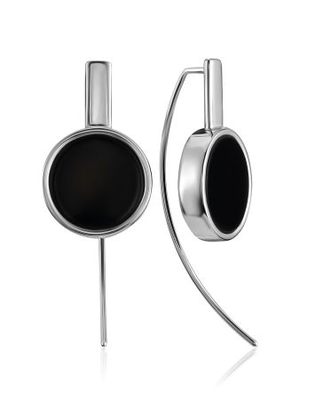 Designer Black Amber Threader Earrings The Palazzo, image 