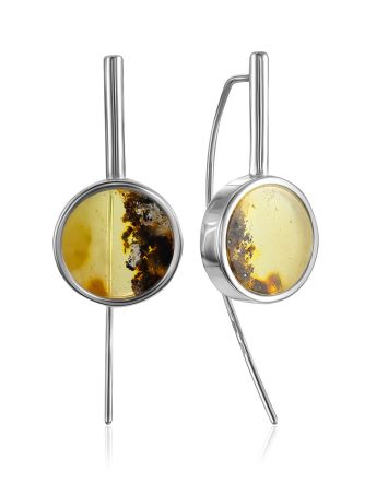 Voluminous Green Amber Threader Earrings The Palazzo, image 