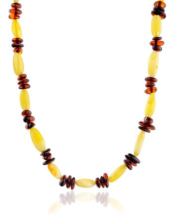 Two-Toned Amber Beaded Necklace, image 