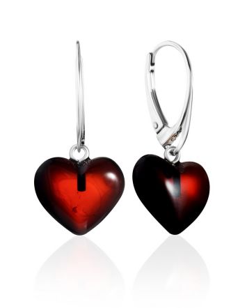 Cute Heart Shaped Amber Earrings, image 
