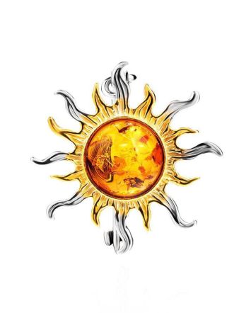 Amber Brooch In Gold Plated Silver The Helios, image 