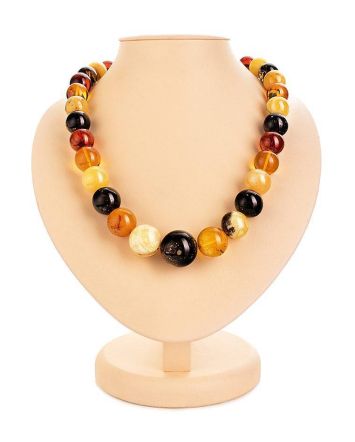 Exclusive Multicolor Amber Ball Beaded Necklace, image 