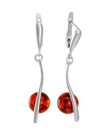 Drop Amber Earrings In Sterling Silver The Leia, image 