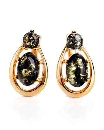 Green​ Amber Earrings In Gold-Plated Silver The Prussia, image 