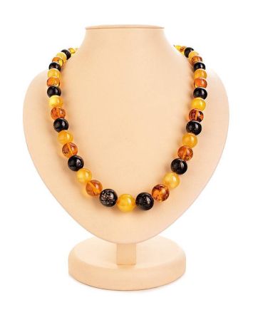 Multicolor Amber Ball Beaded Necklace, image 