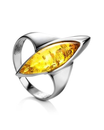 Lemon Amber Ring In Sterling Silver The Gaudi, Ring Size: 9 / 19, image 