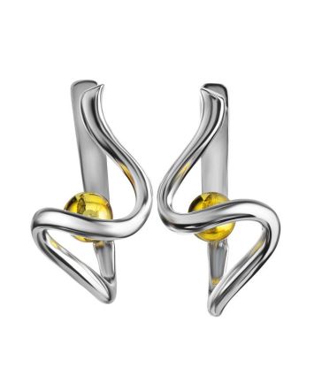Lemon Amber Earrings In Sterling Silver The Leia, image 