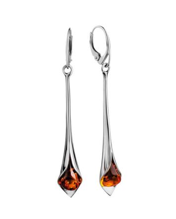 Stylish Amber Earrings In Sterling Silver The Calla Lily, image 