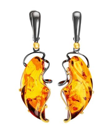 Handcrafted Amber Earrings In Gold-Plated Silver The Rialto, image 
