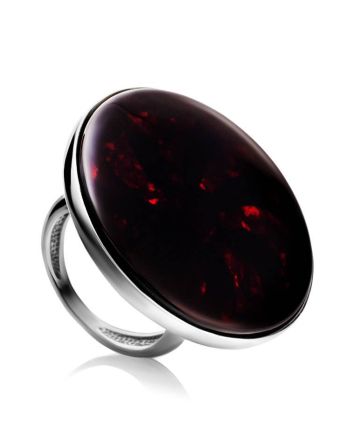 Cocktail Amber Ring In Sterling Silver The Monaco, Ring Size: 6.5 / 17, image 