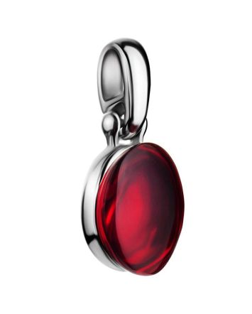Oval Amber Pendant In Sterling Silver The Sangria, image 
