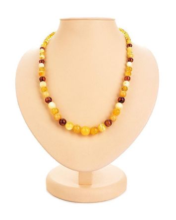 Multicolor Amber Ball Beaded Necklace, image 