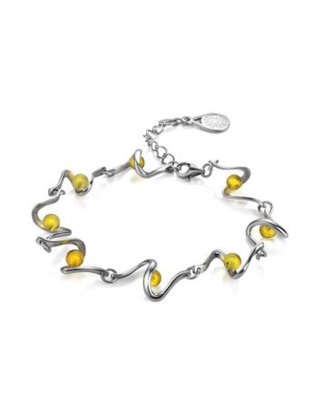 Link Amber Bracelet In Sterling Silver The Leia, image 