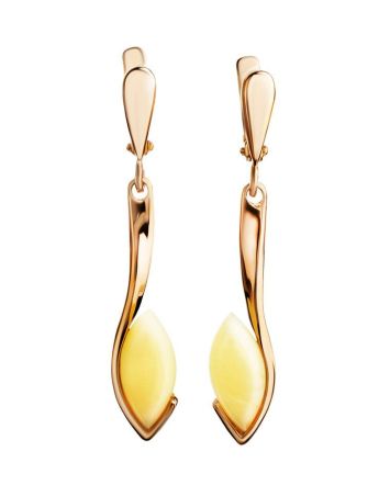 Chic Honey Amber Earrings In Gold-Plated Silver The Adagio, image 