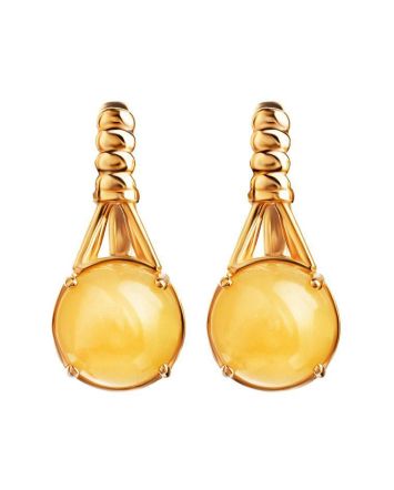 Stylish Honey Amber Earrings In Gold-Plated Silver The Shanghai, image 