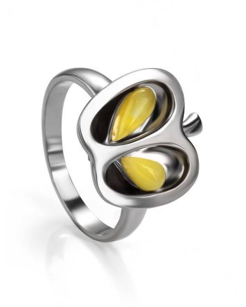 Sweet Honey Amber Apple Ring In Sterling Silver The Confiture​, Ring Size: 11.5 / 21, image 