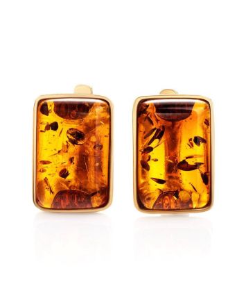 Cognac Amber Earrings In Gold-Plated Silver The Copenhagen, image 