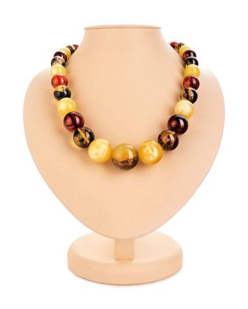 Multicolor Amber Ball Beaded Necklace, image 