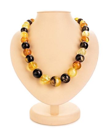 Multicolor Amber Ball Beaded Necklace, image 