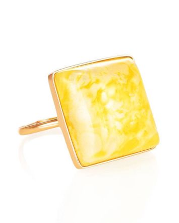 Geometric Amber Ring In Gold, Ring Size: 7 / 17.5, image 