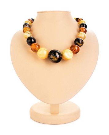 Exclusive Multicolor Amber Ball Beaded Necklace, image 