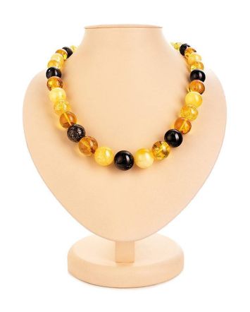 Multicolor Amber Ball Beaded Necklace, image 