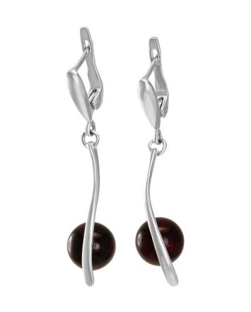 Drop Amber Earrings In Sterling Silver The Leia, image 