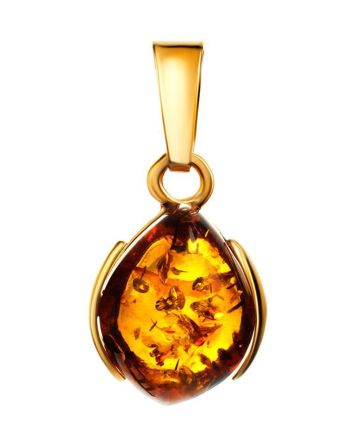 Bright Gold-Plated Pendant With Cognac Amber The Cat's Eye, image 