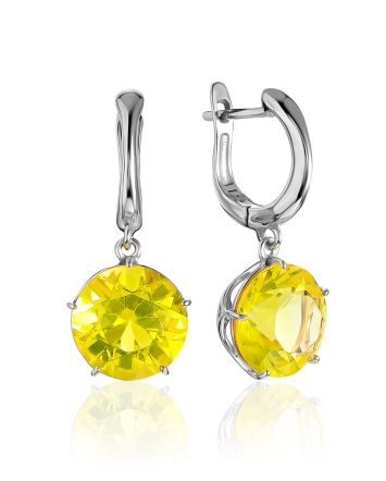 Dangle Earrings With Natural Lemon Amber, image 