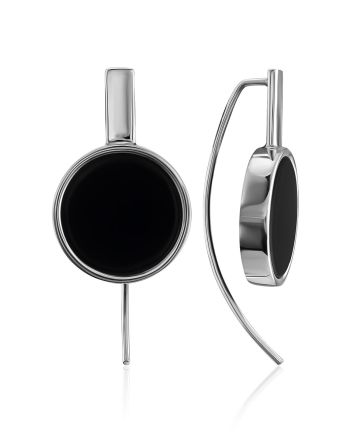 Glossy Black Amber Earrings The Palazzo, image 