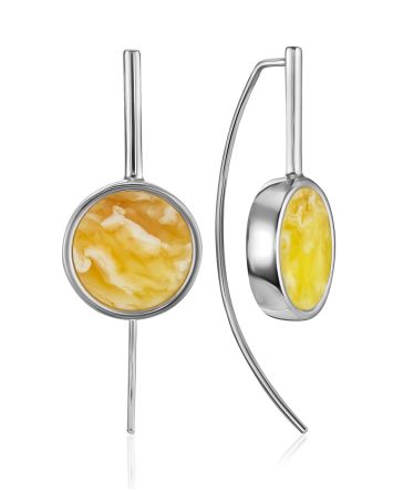 Milky Colored Amber Earrings The Palazzo, image 