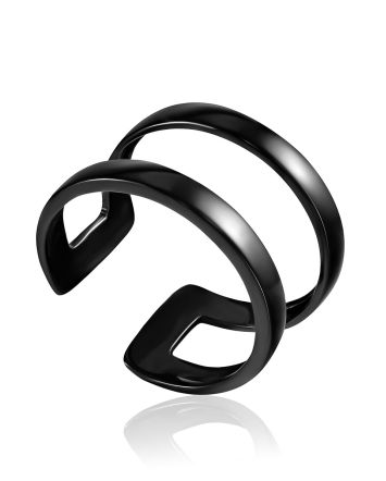 Bold Double Band Ring The ICONIC black edition, Ring Size: 5.5 / 16, image 