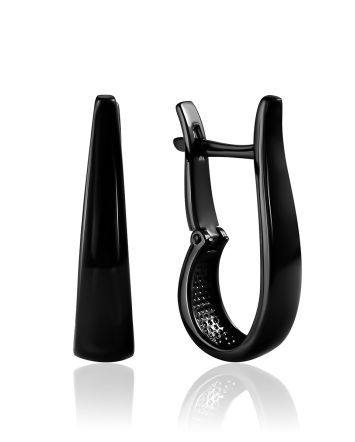 Loop Motif Blackened Earrings The ICONIC black edition, image 
