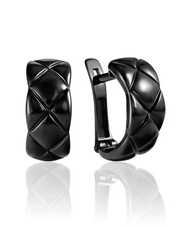 Harlequin Motif Blackened Earrings The ICONIC black edition, image 
