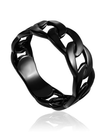 Blackened Chain Motif Ring The ICONIC black edition, Ring Size: 6 / 16.5, image 