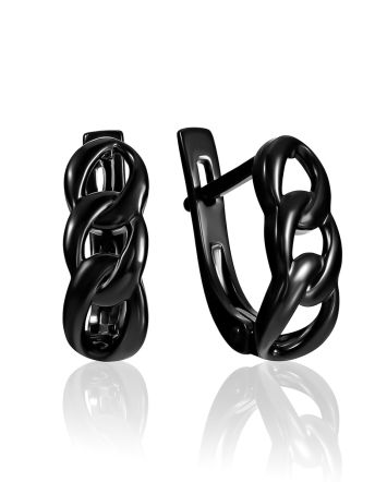Blackened Chain Earrings The ICONIC black edition, image 