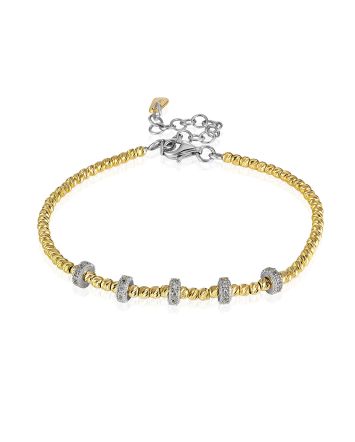 Ultra Feminine Gilded Beaded Bracelet With Crystals The Sparkling, image 
