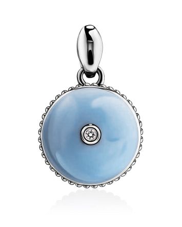 Round Silver Pendant With Diamond And Enamel The Heritage, image 