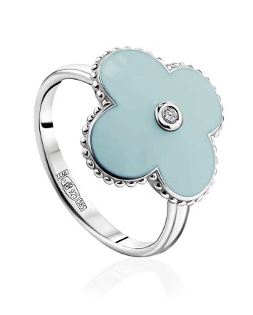 Blue Enamel Diamond Ring The Heritage, Ring Size: 6.5 / 17, image 