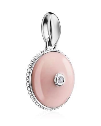 Pink Enamel Round Pendant With Diamond The Heritage, image 