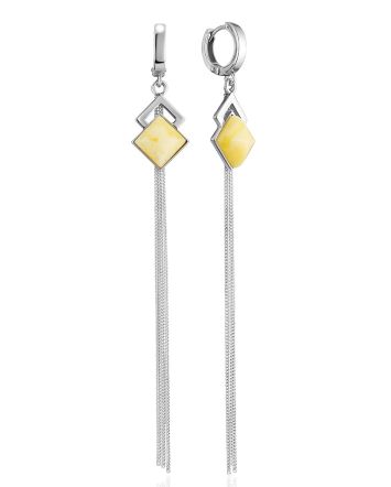 Geometric Amber Earrings With Chains The Palazzo, image 