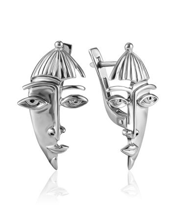 Glossy Asymmetric Earrings "The Faces", image 