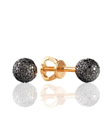 Stylish Black Diamond Stud Earrings, image 