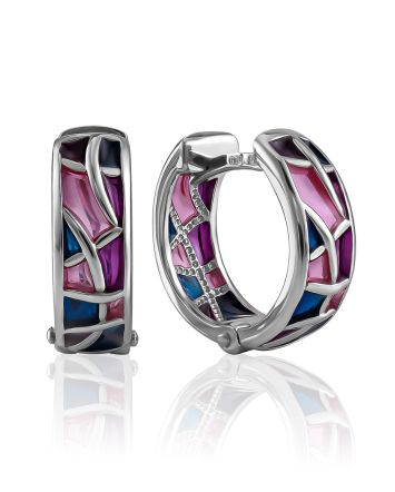 Colorful Silver Enamel Hoop Earrings The Gothic, image 