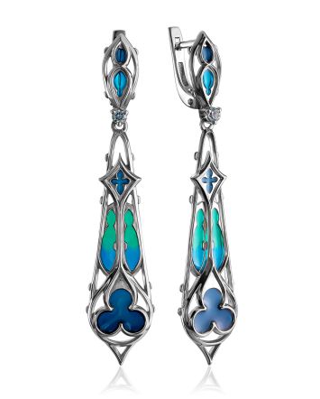 Exquisite Design Enamel Topaz Earrings The Gothic, image 