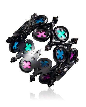 Crown Motif Enamel Smoky Quartz Ring The Gothic, Ring Size: 7 / 17.5, image 