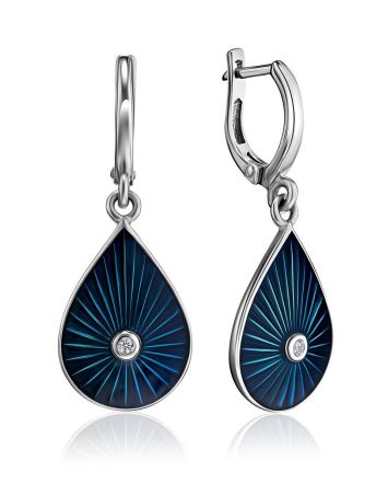 Silver Drop Shaped Dangles With Enamel And Diamonds The Heritage, image 