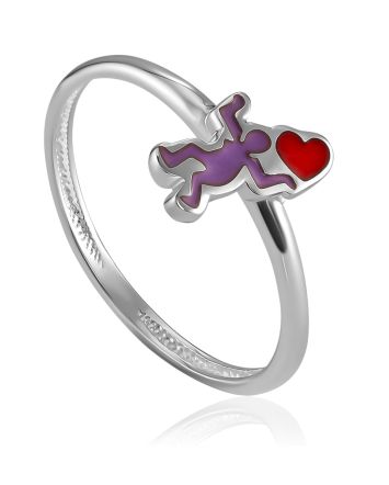 Cute Enamel Ring "In Love", Ring Size: 6 / 16.5, image 