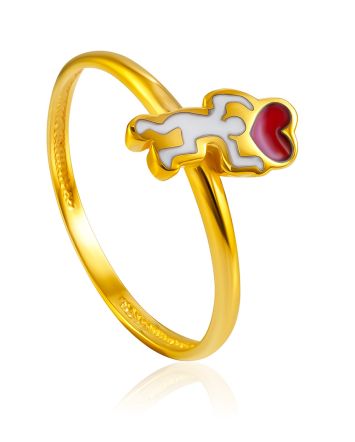 Cute Gilded Ring With Enamel "In Love", Ring Size: 6 / 16.5, image 