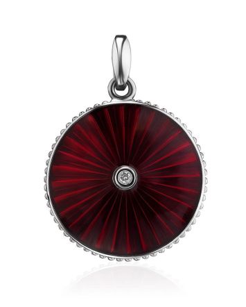 Glossy Round Pendant With Enamel And Diamond The Heritage, image 